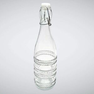 Stylesetter Clear Glass Beaded Dot Bottle with Swing Top Tight Seal Stopper